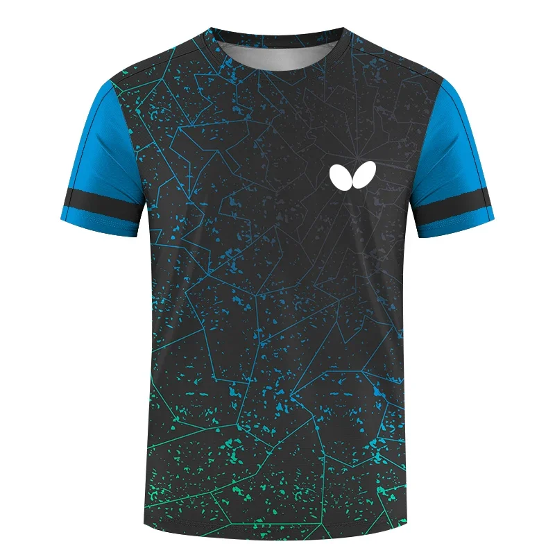 Table Tennis Jersey Butterfly - Men's short-sleeve, round-neck T-shirt, 3D, quick-drying,