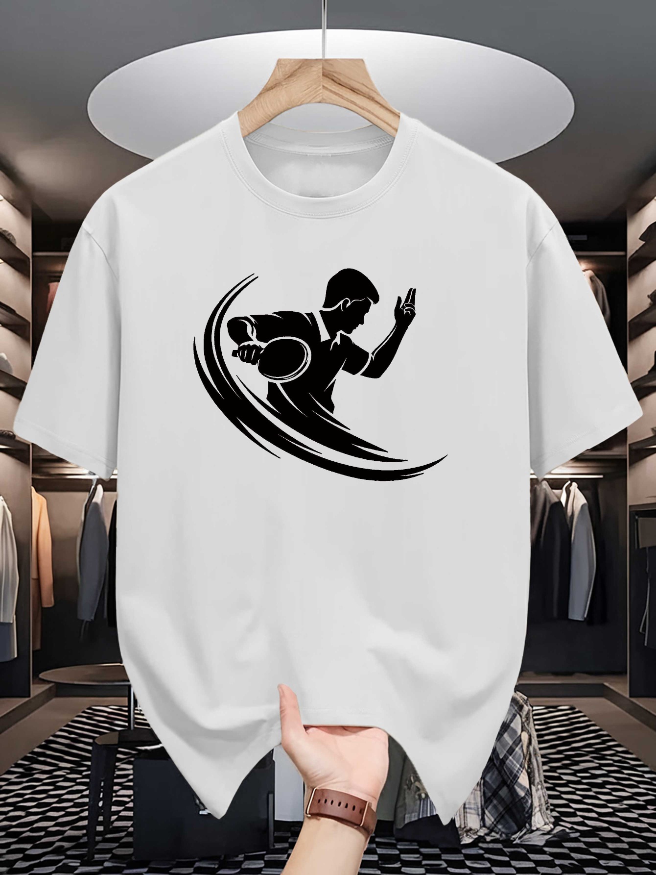 Men Crew Neck Tee Table Tennis - Table Tennis Graphics review and price