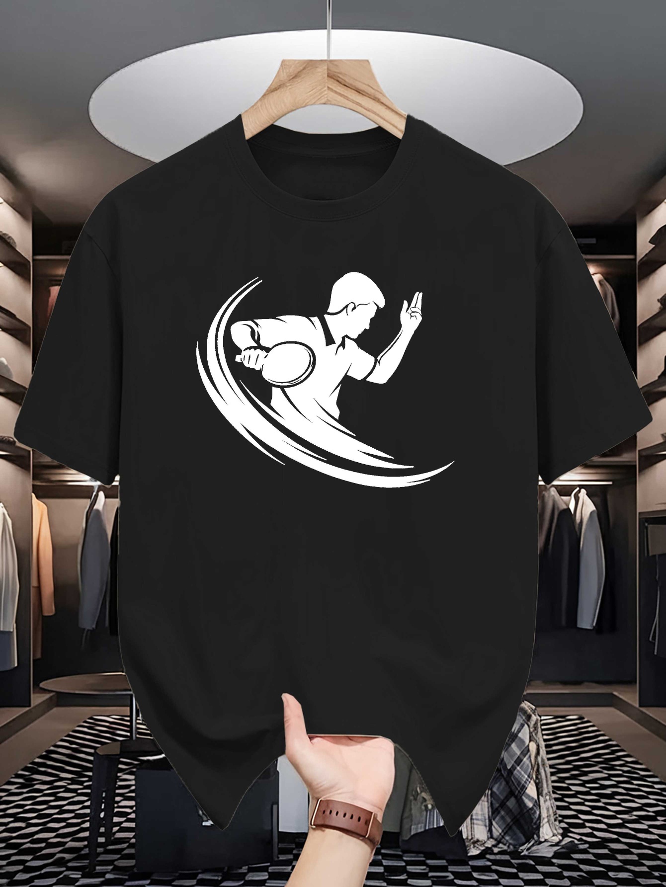 Men Crew Neck Tee Table Tennis - Table Tennis Graphics review and price